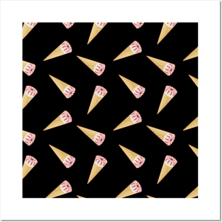 Ice Cream Cone Pattern Posters and Art